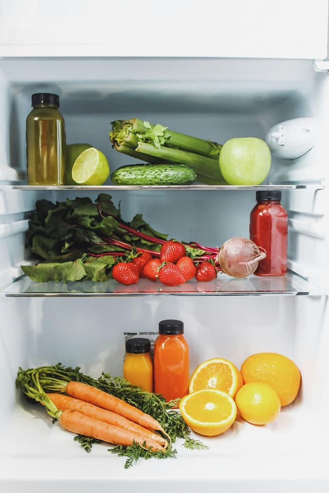 Well-stocked family fridge